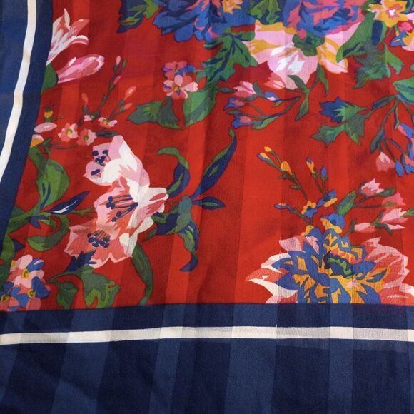 Silken Polyester by Berkshire Floral Bordered Sheer Scarf Cottagecore - Picture 7 of 8